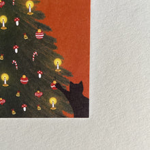 Carica l&#39;immagine nel visualizzatore di Gallery, Bigliettino Natale - Albero e gatto