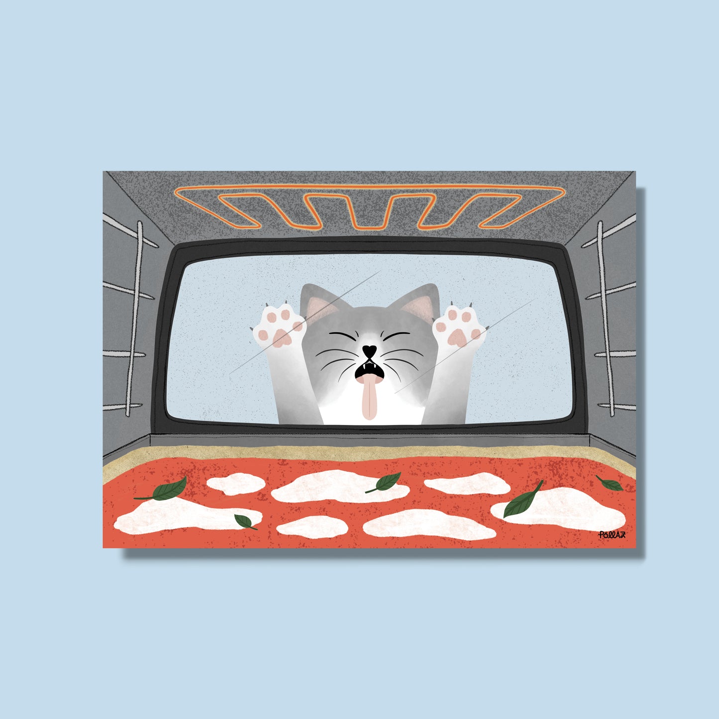 Stampa Gatto e Pizza A4